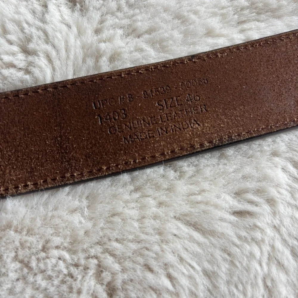 Leather Belt Mens 46 Brown Excellent Double Prong Textured 1403 Made‎ in India